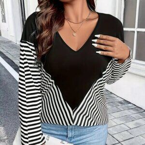 Black and White Striped Shirt Size 2X NEW NWOT